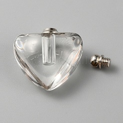 ガラス瓶のロケットペンダント  髪の形見の骨壷灰のチャーム  ハート  透明  21.5x19.5x10mm  穴：1.8mm&nbsp;GLAA-WH0033-66