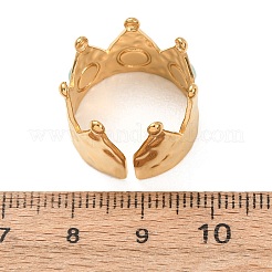 真鍮製、天然宝石付き、女性用オープンカフリング  ゴールドカラー  クラウン  13mm  内径：17mm&nbsp;RJEW-K261-08C-G