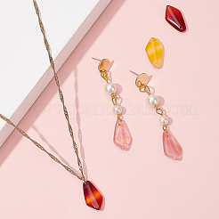 天然＆合成混合原石のペンダント  菱形  21x11x4mm  穴：0.8mm  6素材  2個/材料  12個/箱&nbsp;G-AR0003-46