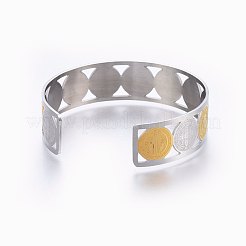 PVD Vacuum Plating 304 Stainless Steel Cuff Bangles&nbsp;BJEW-H578-03GP