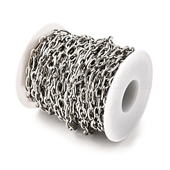 304ステンレススチールアズキチェーン  溶接されていない  スプールで  ステンレス鋼色  9.5x5x1mm&nbsp;CHS-C018-09P