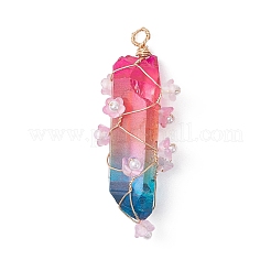 Electroplate Natural Quartz Crystal Copper Wire Wrapped Big Pendants&nbsp;PALLOY-JF04770