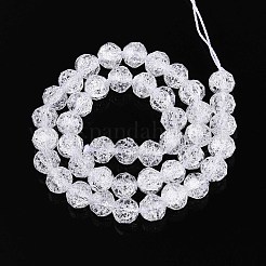 Transparent Crackle Glass Beads Strands&nbsp;GLAA-N053-10mm-11