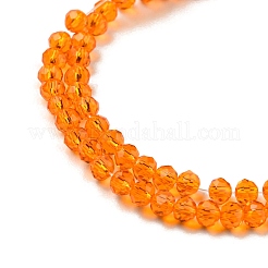 透明ガラスビーズ連売り  多面カット  ロンデル  オレンジ  3x2mm  穴：0.8mm  約135~140個/連  11.81~13.38インチ（30~34cm）&nbsp;GLAA-F078-B02