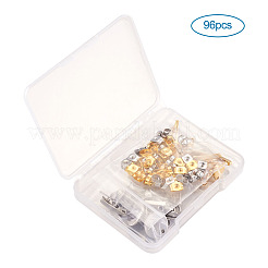 304ステンレススチールスタッドピアス金具  カン付き  混合図形  ミックスカラー  96個/箱&nbsp;STAS-TA0004-38