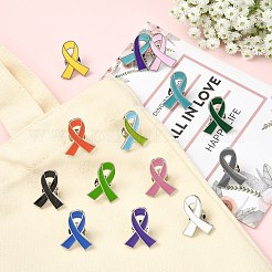 乳がん啓発リボン エナメルピン 60個 15色  リュックサック用プラチナ合金バッジ  ミックスカラー  27x21mm  4個/カラー&nbsp;JEWB-CJC0001-33