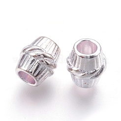 チベット風合金ヨーロピアンビーズ  カドミウムフリー＆ニッケルフリー＆鉛フリー  バレル  銀  11x10mm  穴：5mm&nbsp;LF10613Y-NFS