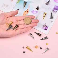 40Ssets 4 Colors Alloy Spikes Screwback Studs&nbsp;PALLOY-SZ0001-24