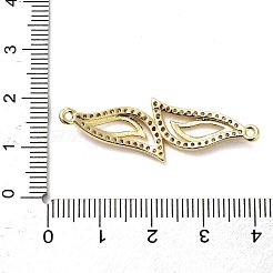 Brass Micro Pave Clear Cubic Zirconia Double Leaves Connector Charms&nbsp;KK-L229-057G
