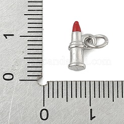 304ステンレススチールエナメルチャーム  丸カン付き  口紅のチャーム  ステンレス鋼色  6.5x11x3.5mm  穴：3.4mm&nbsp;STAS-P391-03P
