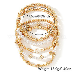 Imitation Pearl & Acrylic Round Beaded Stretch Bracelet Sets&nbsp;KE7812