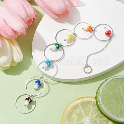 Chakra Mushroom Handmade Lampwork Pendant Decorations&nbsp;HJEW-JM01648-01