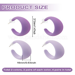 4 Pairs 2 Colors Acrylic C-Shaped Stud Earrings&nbsp;EJEW-LP0001-63