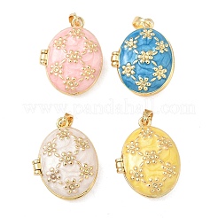 Brass Enamel Locket Pendants&nbsp;KK-F923-03A-G