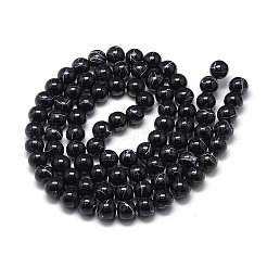 ドローベンチガラスビーズ連売り  焼き付け塗料  染め  ラウンド  ブラック  6~6.5mm  穴：1.5mm  約145個/連  31.8インチ&nbsp;X-DGLA-S115-6mm-L16