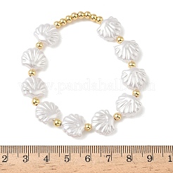 Brass & Plastic Beaded Stretch Bracelets for Women&nbsp;BJEW-F515-09G