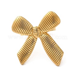 304ステンレススチールオープンカフリング  蝶結び  ゴールドカラー  内径：17.2mm&nbsp;RJEW-C070-01B-G