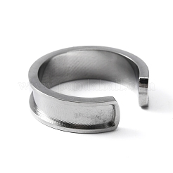 304ステンレススチールの溝付きカフリングセッティング  リングコアブランク  ステンレス鋼色  6mm  内径：18.5mm&nbsp;RJEW-WH0009-01B