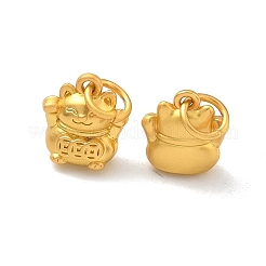 合金ペンダント  招き猫チャーム  マットゴールドカラー  12x11x6mm  丸カン：6x1ミリ  内径：5mm&nbsp;FIND-G111-10MG-03