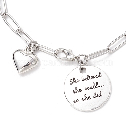 304 Stainless Steel Paperclip Chains Charm Bracelets for Women&nbsp;BJEW-JB11950-01