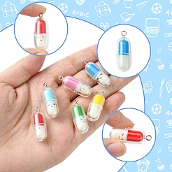 半透明プラスチック錠剤カプセルと真鍮ダングルイヤリングの手作りキット  ミックスカラー  4~29x0.5~10.5mm  穴：2mm&nbsp;DIY-FS0007-13