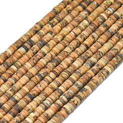 天然石ピクチャージャスパービーズ連売り  艶消し  ディスクビーズ  ヒシビーズ  4x1.5mm  穴：0.8mm  約239~241個/連  15.35インチ（39cm）&nbsp;G-P575-B30-4x1mm