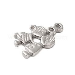 変色しない304ステンレススチールペンダント  カップルの魅力  ステンレス鋼色  27x17x2.5mm  穴：1.6mm&nbsp;STAS-N103-75P