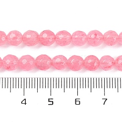 天然石マレーシアジェイドビーズ連売り  染め  多面カット  ラウンド  ピンク  6mm  穴：1mm  約58~60個/連  14.5インチ&nbsp;G-K288-6mm-14