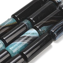 天然石瑪瑙ビーズ連売り  染め＆加熱  コラム  アクアマリン  39.5~40x13.5~15mm  穴：1.2~1.4mm  約10個/連  15.51''~15.63