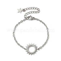 304ステンレススチールサンリンクブレスレット  女性用アズキチェーンブレスレット  ステンレス鋼色  5-5/8インチ（14.2cm）&nbsp;BJEW-F500-04P