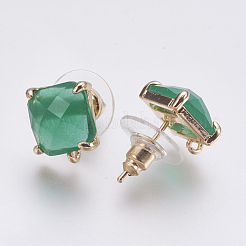 Faceted Glass Stud Earring Findings&nbsp;GLAA-F084-C02