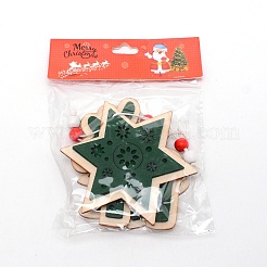 Christmas Themed Plywood with Hemp Rope Big Pendants&nbsp;WOOD-TAC0010-14