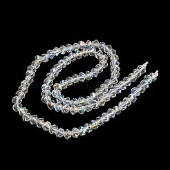 電気メッキガラスビーズセット  パール光沢メッキ  多面カット  双円錐形  クリアAB  4x4x3mm  穴：1mm  約149個/連  12.2~12.6''（31~32センチメートル）&nbsp;GLAA-Q105-04Y