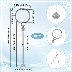 鉄棒ビーズキーホルダー留め具10個  プラチナ  112mm&nbsp;AJEW-SC0003-89P