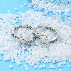 真鍮製キュービックジルコニアフープピアス  カメ  プラチナ  16.5x7.5x18.5mm&nbsp;EJEW-Q014-05P