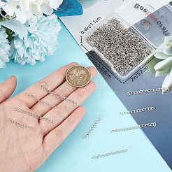 120個 3スタイル 304ステンレススチールチェーンエクステンダー  銀  30~53x3mm  40個/スタイル&nbsp;STAS-BBC0008-73S
