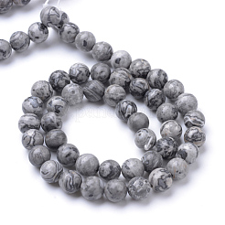 Natural Map Stone/Picasso Stone/Picasso Jasper Bead Strands&nbsp;G-R345-6mm-41