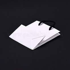 長方形の紙袋  ハンドル付き  ギフトバッグやショッピングバッグ用  ホワイト  12x11x0.6cm&nbsp;ABAG-E004-01B