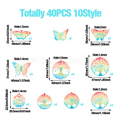 40Pcs 10 Styles Spray Painted 430 Stainless Steel Filigree Double-Sided Pendants&nbsp;STAS-TA0002-28