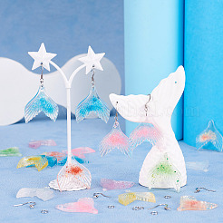 DIY 魚のしっぽ樹脂ペンダント ダングルイヤリング作成キット  ミックスカラー  32x29x4mm  穴：1.6mm&nbsp;DIY-TA0010-71