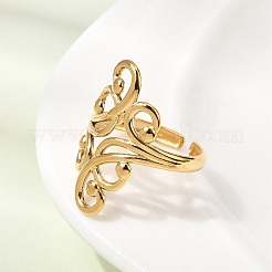 女性用304ステンレススチールカフオープンリング  イオンプレーティング（ip）  18KGP本金メッキ  26.5mm  内径：18mm&nbsp;RJEW-L342-16G