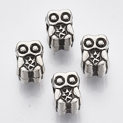 CCBプラスチックヨーロピアンビーズ  大穴ビーズ  フクロウ  アンティークシルバー  11x8x8mm  穴：4mm  約953個/500g&nbsp;CCB-S163-098AS