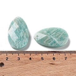 天然石アマゾナイトペンダント  ファセットティアドロップチャーム  30x18x6mm  穴：1.5mm&nbsp;G-G069-04D