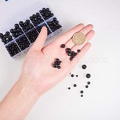 環境に優しい染めガラスパールラウンドパールビーズ  ブラック  4~10mm  穴：0.7mm  416個/箱&nbsp;HY-PH0003-RB080-B
