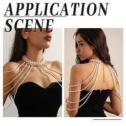 1Pc Round White ABS Plastic Imitation Pearl Beaded Multi-Layered Shoulder Chains&nbsp;AJEW-HY0003-27