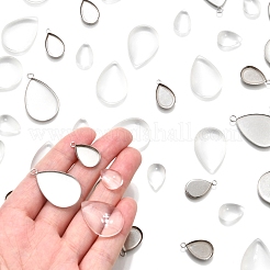 DIY Teardrop 304 Stainless Steel Pendant Making Kits&nbsp;DIY-FS0008-40