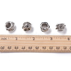 チベットスタイルの合金チューブバレルビーズ  大穴ビーズ  アンティークシルバー  11x15mm  穴：8mm  約270個/1000g&nbsp;TIBEB-LF11253YKG-AS-LF