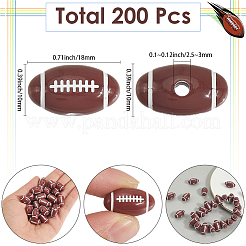 200個クラフトスタイルアクリルビーズ  スポーツビーズ  ラグビー  ココナッツブラウン  18x10x10mm  穴：2.5~3mm&nbsp;MACR-SP0001-90
