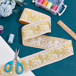  4.7~5 Yards Elephant/Cross/Rhombus Ethnic Style Polyester Jacquard Wide Ribbon&nbsp;OCOR-PH0004-33