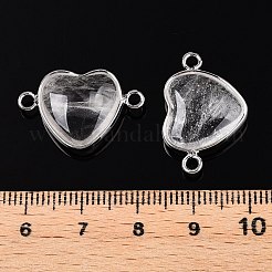天然石と合成石のミックスラブハートペンダント  真鍮製のハートチャーム  プラチナ  15.5x23x6mm  穴：1.8~2mm&nbsp;G-T138-205M-P
